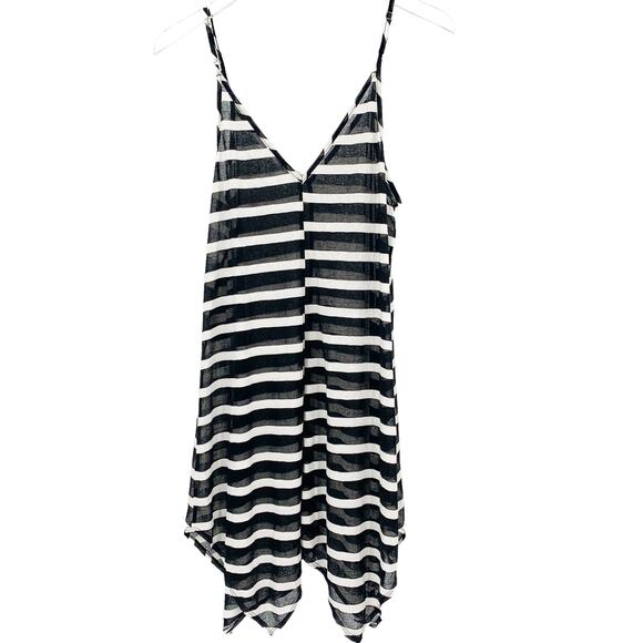 2/$30 FORTUNE Swimwear Cover Up Size S Annette Black White Stripe Handkerchief - Picture 6 of 7